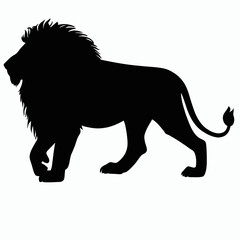 Vector Silhouette of Lion, Majestic Lion Illustration for Wildlife and Nature Concepts