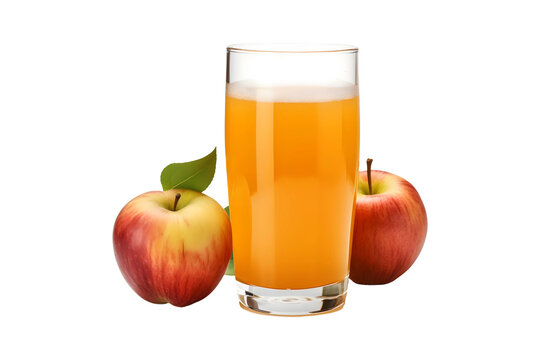 Apple juice glass isolated on transparent background