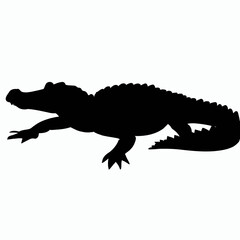 Vector Silhouette of Crocodile,alligator, Stealthy Crocodile Illustration for Nature and Wildlife Designs