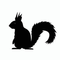 Vector Silhouette of Squirrel, Playful Squirrel Graphic for Forest and Wildlife Concepts