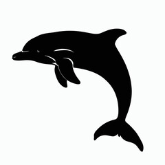 Naklejka premium Vector Silhouette of Dolphin, Graceful Dolphin Graphic for Ocean and Marine Themes