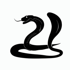 Vector Silhouette of Snake, Slithering Snake Illustration for Reptile and Wildlife Concepts
