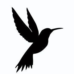 Vector Silhouette of Hummingbird, Delicate Hummingbird Illustration for Bird and Flower Designs