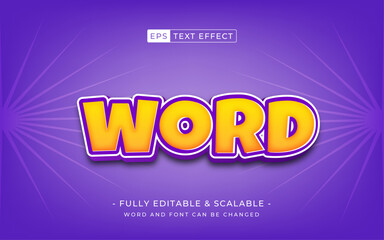 Word 3d editable text effect style vector template