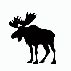 Vector Silhouette of Moose, Majestic Moose Graphic for Wildlife and Forest Designs
