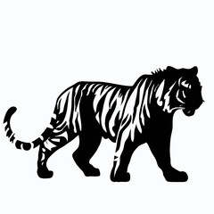 Vector Silhouette of Tiger, Powerful Tiger Graphic for Wildlife and Jungle Concepts