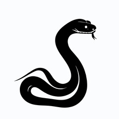 Vector Silhouette of Snake, Slithering Snake Illustration for Reptile and Wildlife Concepts