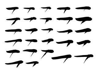 漢字手書き筆文字 パーツ 線 Japnanese Kanji handwritten calligraphy parts lines