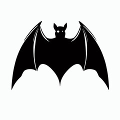 Vector Silhouette of Bat, Nocturnal Bat Graphic for Halloween and Wildlife Designs