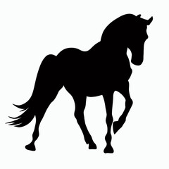 Vector Silhouette of Horse, Galloping Horse Illustration for Equestrian and Nature Themes