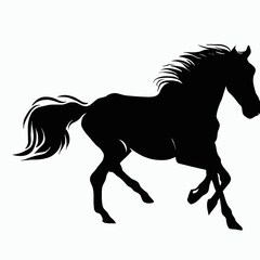 Obraz na płótnie Canvas Vector Silhouette of Horse, Galloping Horse Illustration for Equestrian and Nature Themes