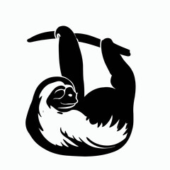 Vector Silhouette of Sloth, Relaxed Sloth Illustration for Wildlife and Nature Concepts