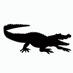 Vector Silhouette of Crocodile,alligator, Stealthy Crocodile Illustration for Nature and Wildlife Designs