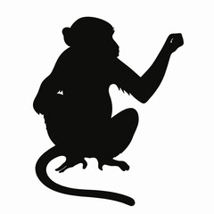 Vector Silhouette of Monkey, Playful Monkey Illustration for Jungle and Nature Themes