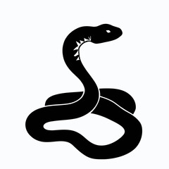 Vector Silhouette of Snake, Slithering Snake Illustration for Reptile and Wildlife Concepts
