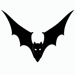 Vector Silhouette of Bat, Nocturnal Bat Graphic for Halloween and Wildlife Designs