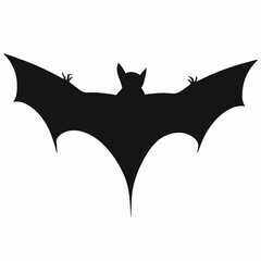 Vector Silhouette of Bat, Nocturnal Bat Graphic for Halloween and Wildlife Designs