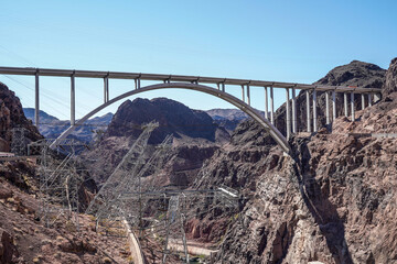 Arch bridge at Hoover Dam, Clark County, Nevada.