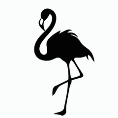 Vector Silhouette of Flamingo, Pink Flamingo Graphic for Bird and Tropical Concepts