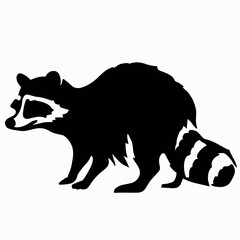 Vector Silhouette of Raccoon, Curious Raccoon Illustration for Animal and Nature Themes