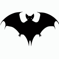 Vector Silhouette of Bat, Nocturnal Bat Graphic for Halloween and Wildlife Designs