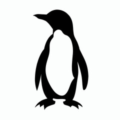 Vector Silhouette of Penguin, Cute Penguin Illustration for Arctic and Wildlife Themes