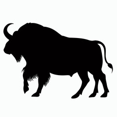 Vector Silhouette of Buffalo, Strong Buffalo Illustration for Wildlife and Nature Themes