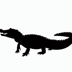 Vector Silhouette of Crocodile,alligator, Stealthy Crocodile Illustration for Nature and Wildlife Designs