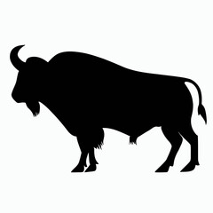 Vector Silhouette of Buffalo, Strong Buffalo Illustration for Wildlife and Nature Themes