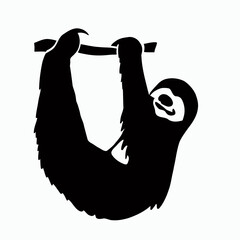 Vector Silhouette of Sloth, Relaxed Sloth Illustration for Wildlife and Nature Concepts