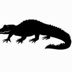 Vector Silhouette of Crocodile,alligator, Stealthy Crocodile Illustration for Nature and Wildlife Designs