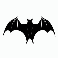 Vector Silhouette of Bat, Nocturnal Bat Graphic for Halloween and Wildlife Designs