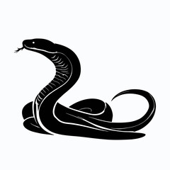 Vector Silhouette of Snake, Slithering Snake Illustration for Reptile and Wildlife Concepts