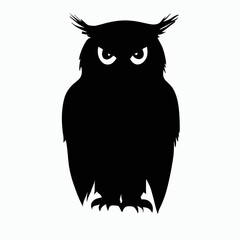 Vector Silhouette of Owl, Wise Owl Graphic for Nocturnal and Bird Concepts