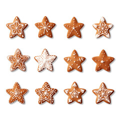 Fototapeta na wymiar Set of gingerbread cookies isolated on transparent or white background, png