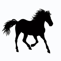 Vector Silhouette of Horse, Galloping Horse Illustration for Equestrian and Nature Themes
