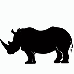 Vector Silhouette of Rhino, Powerful Rhino Illustration for Wildlife and Nature Themes