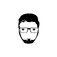 man face logo design with glasses, geek logo design.