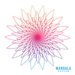 Colorful gradient simple unique mandala design on white background