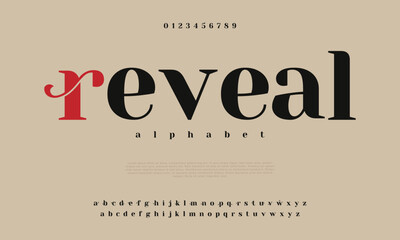 Reveal creative modern urban alphabet font. Digital abstract moslem, futuristic, fashion, sport, minimal technology typography. Simple numeric vector illustration