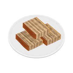 Logo Illustration of a Piece of Lapis Legit Cake or spekkoek on a Plate