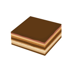 Whole French opera cake vector illustration