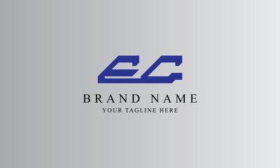 EG EC blue creative brand minimal logo designs with gray white background template
