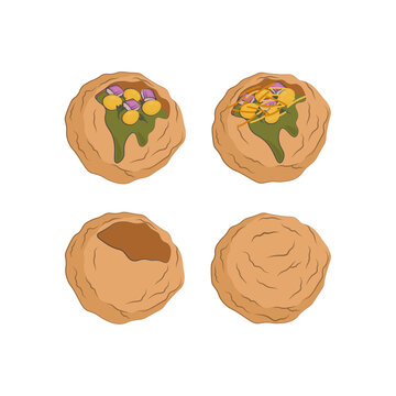 Pani Puri Or Golgappa Simple Cartoon Illustration Logo