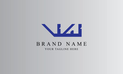 VU VW blue creative brand minimal logo designs with gray white background template
