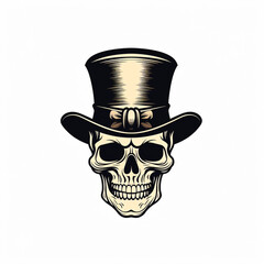 skull face with a top hat in illustration isolated on white