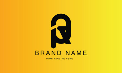 PR PRQ PQ brand minimal professional creative black logo design for all kinds of business with yellow red gradient background template

