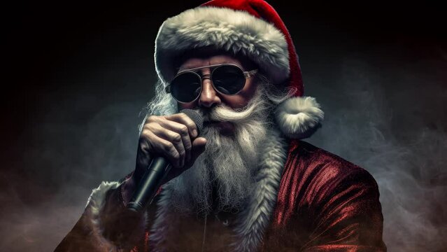 Cool rock Santa Claus. Created with Generative AI