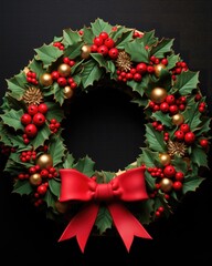 Fototapeta na wymiar Festive Christmas Wreath Cake: A Delightful Holiday Treat!