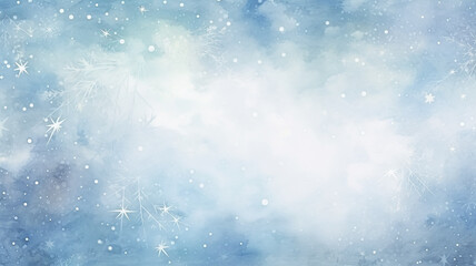 Obraz premium watercolor landscape winter, snow, snowfall view with copy space, empty banner, postcard for the new year